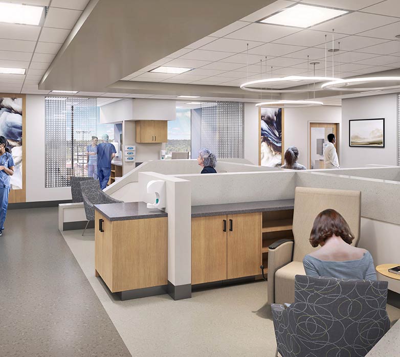 Rendering of the new Infusion Suites area of the building